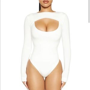 NWT Naked wardrobe front cutout long sleeve bodysuit. New with a tag. Pink